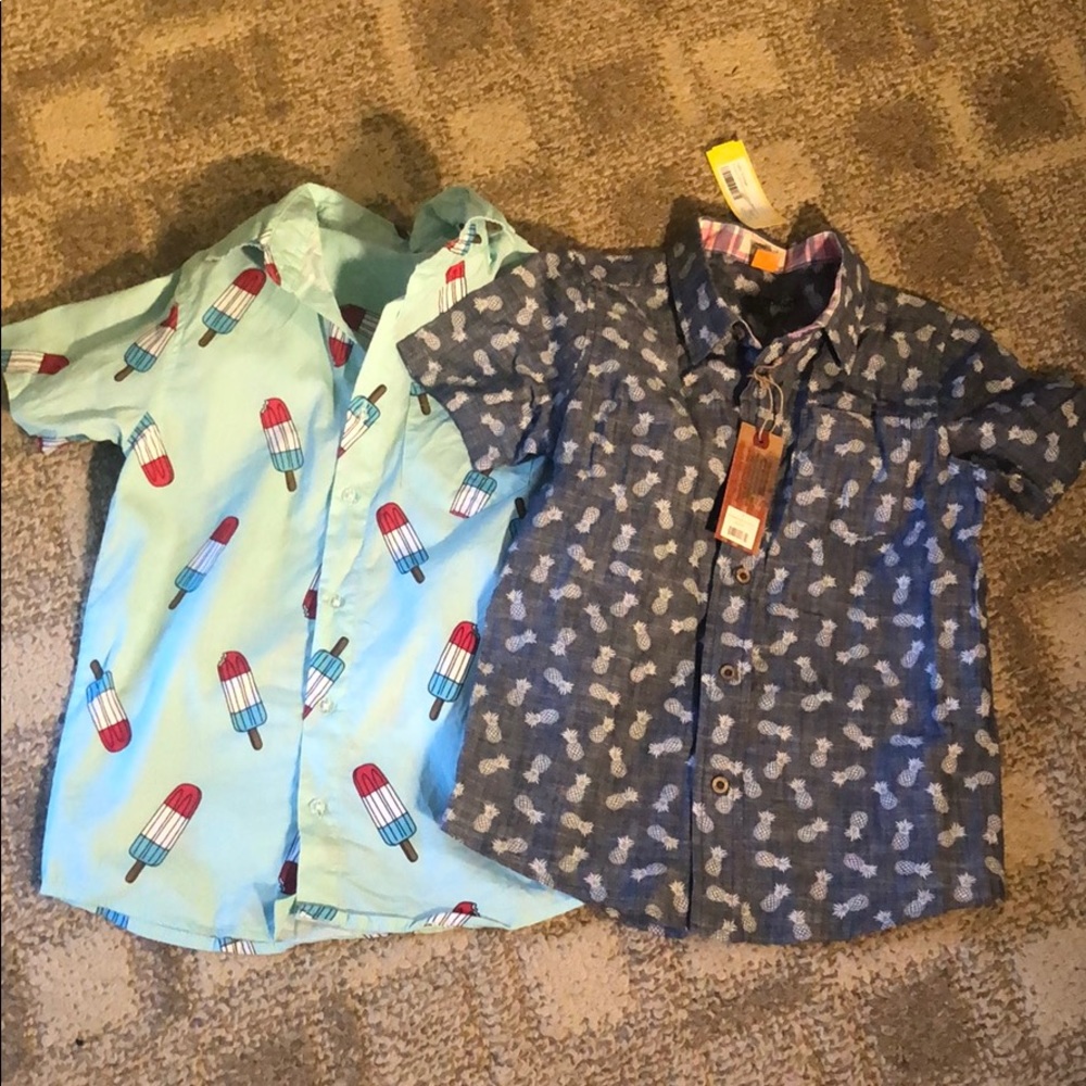 Lot of 2 Stitch Fix boys button up graphic shirts